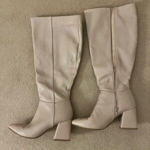 Journee collection knee high cream heeled boots - size 6.5